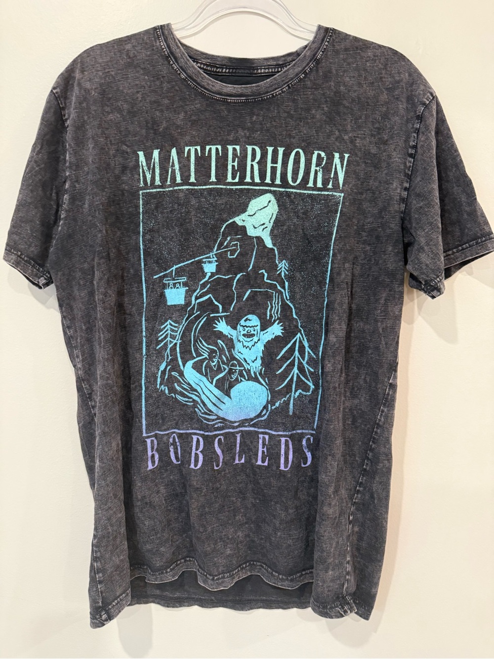 Subtle Dust Disneyland Matterhorn Bobsleds Black Acid Wash Cotton Tee
